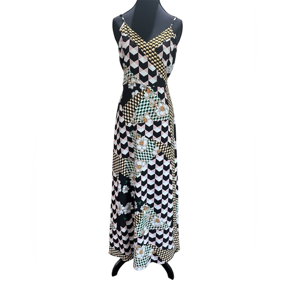 BarIII Geometric Floral Print Wrap Maxi Dress size S